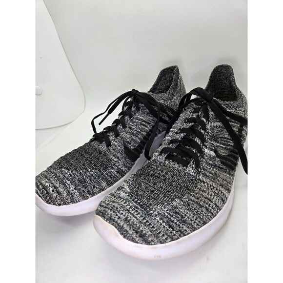 Nike Free RN Flyknit Shoes Womens 7.5 Black White Oreo Running Athletic Sneakers - Picture 4 of 8